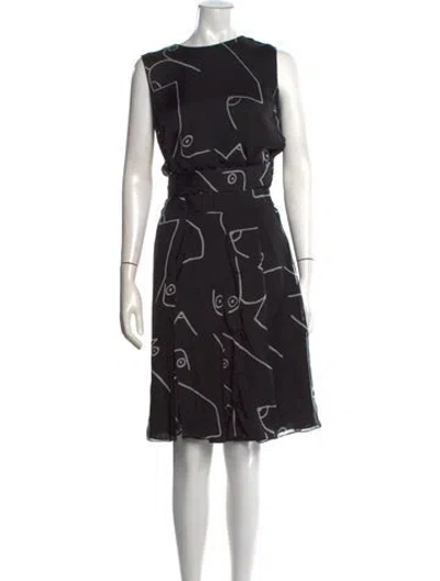 Pre-owned Calvin Klein Collection Silk Knee-length Dress In Black