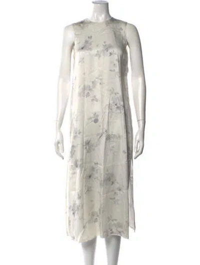 Pre-owned Calvin Klein Collection Silk Midi Length Dress In Neutrals