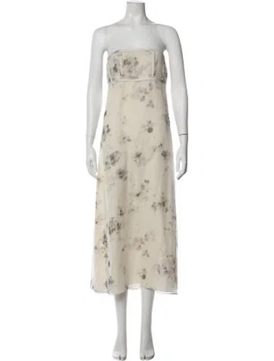 Pre-owned Calvin Klein Collection Silk Midi Length Dress W/ Tags In Neutral