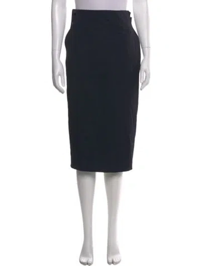 Pre-owned Calvin Klein Collection Silk Midi Length Skirt In Blue