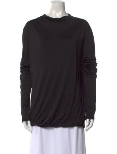 Pre-owned Calvin Klein Collection Silk Mock Neck Top In Black