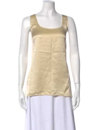 Pre-owned Calvin Klein Collection Silk Scoop Neck Top In Neutral