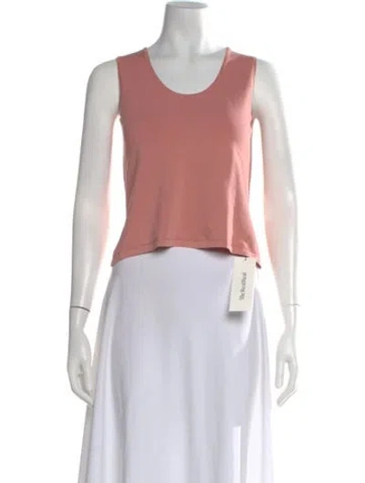 Pre-owned Calvin Klein Collection Silk Scoop Neck Top In Pink