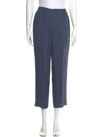Pre-owned Calvin Klein Collection Silk Straight Leg Pants In Blue