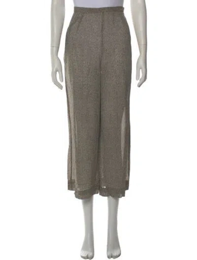 Pre-owned Calvin Klein Collection Silk Wide Leg Pants In Neutral
