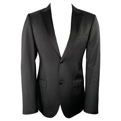 Pre-owned Calvin Klein Collection Size 36 Black Wool Peak Lapel Sport Coat