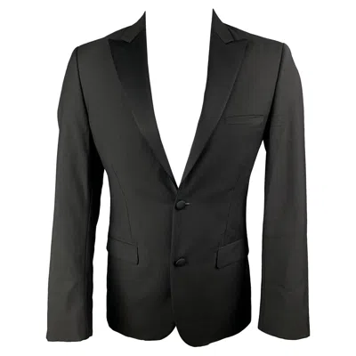 Pre-owned Calvin Klein Collection Size 36 Black Wool Peak Lapel Tuxedo Sport Coat