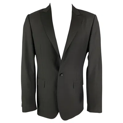 Pre-owned Calvin Klein Collection Size 38 Black Wool Peak Lapel Sport Coat