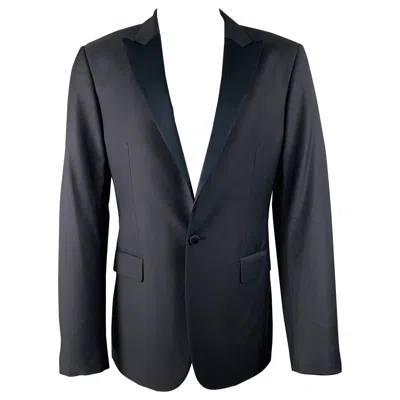 Pre-owned Calvin Klein Collection Size 38 Black Wool Peak Lapel Sport Coat