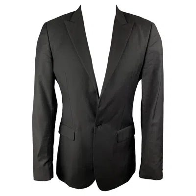Pre-owned Calvin Klein Collection Size 38 Black Wool / Silk Peak Lapel Sport Coat