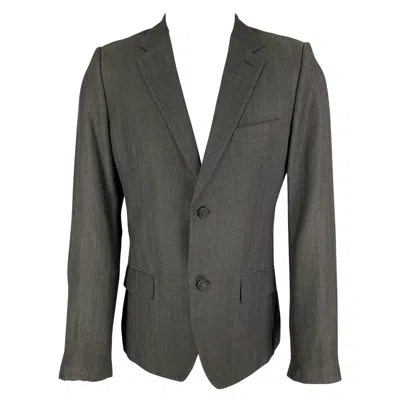 Pre-owned Calvin Klein Collection Size 38 Charcoal Wool Linen Sport Coat In Black