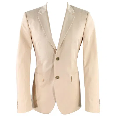 Pre-owned Calvin Klein Collection Size 38 Cream Cotton Blend Notch Lapel Sport Coat In White