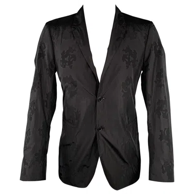 Pre-owned Calvin Klein Collection Size 40 Black Abstract Polyester Sport Coat