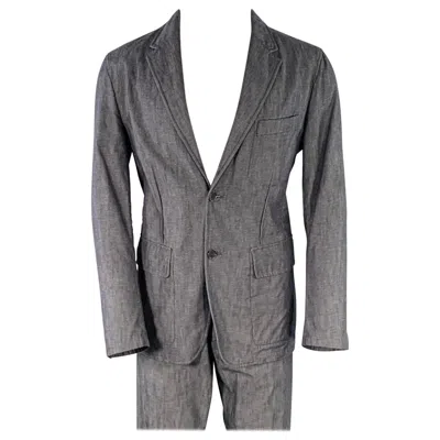 Pre-owned Calvin Klein Collection Size 40 Grey Charcoal Cotton Linen Blend Suit In Gray