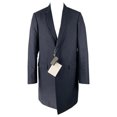 Pre-owned Calvin Klein Collection Size 40 Navy Cotton Blend Coat In Blue