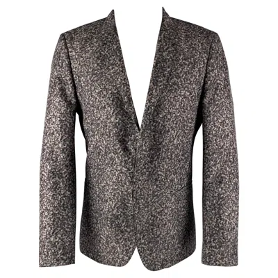 Pre-owned Calvin Klein 'collection' Size 42 Grey Olive Abstract Polyester Sport Coat In Gray