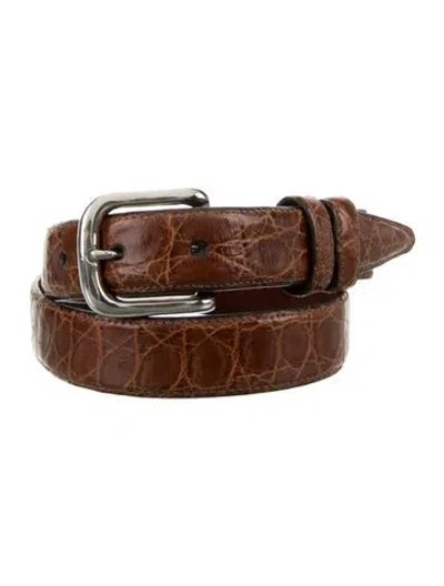 Pre-owned Calvin Klein Collection Skinny Leather Belt In Brown