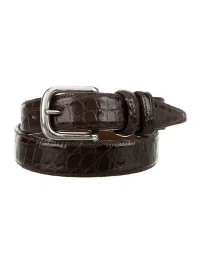 Pre-owned Calvin Klein Collection Skinny Leather Belt In Brown