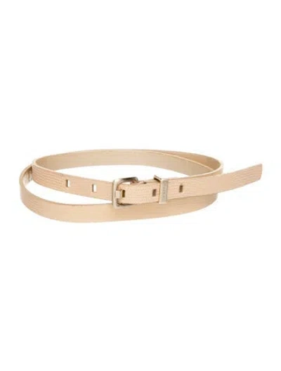 Pre-owned Calvin Klein Collection Skinny Leather Belt In Neutrals