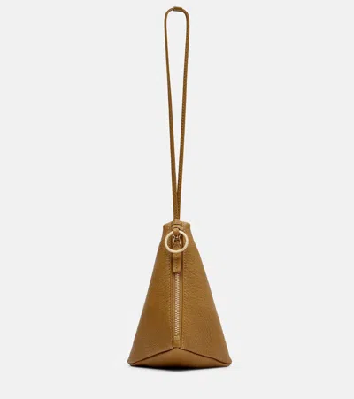 Calvin Klein Collection Solida Mini Leather Pouch With Strap In Brown
