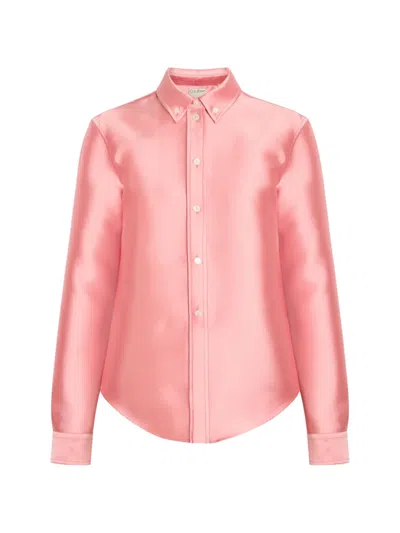 Calvin Klein Collection Button-down Satin Shirt In Pink