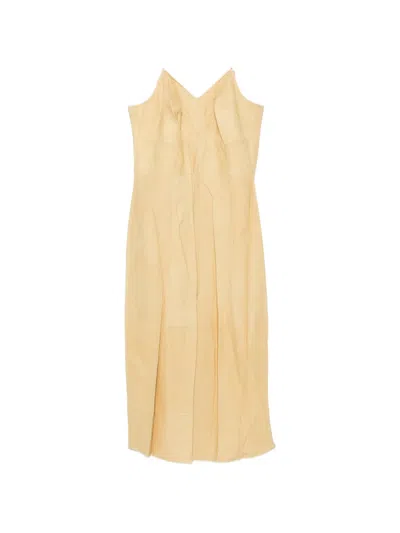 Calvin Klein Collection Spaghetti-strap V-neck Midi Dress In Yellow