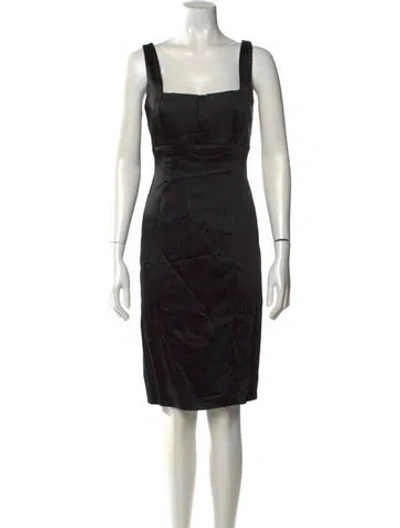 Pre-owned Calvin Klein Collection Square Neckline Knee-length Dress In Black