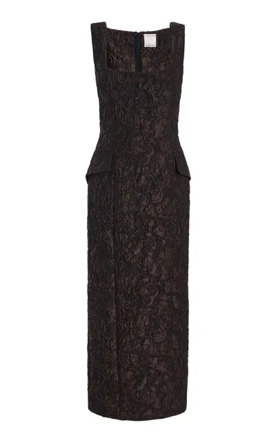 Calvin Klein Collection Stevia Quilted Midi Dress In Brown