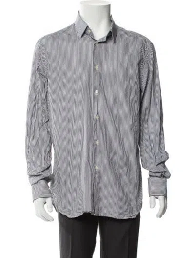 Pre-owned Calvin Klein Collection Striped Long Sleeve Shirt In White