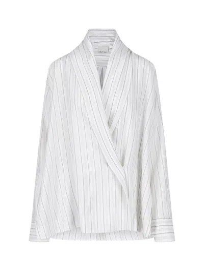 Calvin Klein Collection Gestreiftes Hemd In Weiss