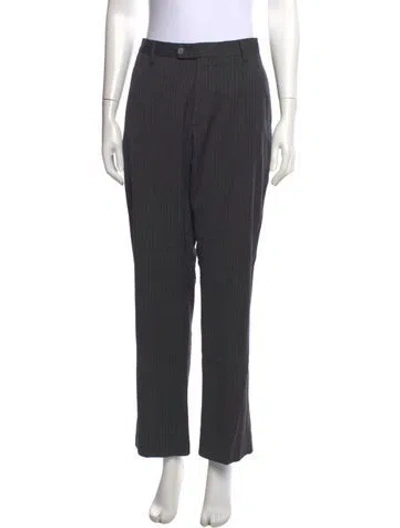 Pre-owned Calvin Klein Collection Striped Straight Leg Pants In Grey