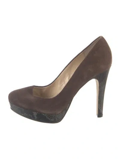 Pre-owned Calvin Klein Collection Suede Animal Print Pumps In Brown