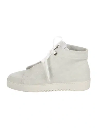 Pre-owned Calvin Klein Collection Suede Sneakers In White