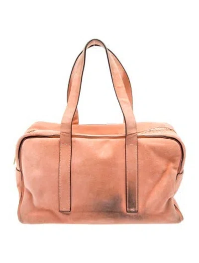 Pre-owned Calvin Klein Collection Suede Top Handle Bag In Brown