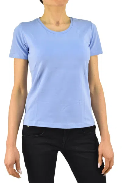 Calvin Klein Collection T-shirt Light Blue Women Cotton Print Crew Neck In Celeste