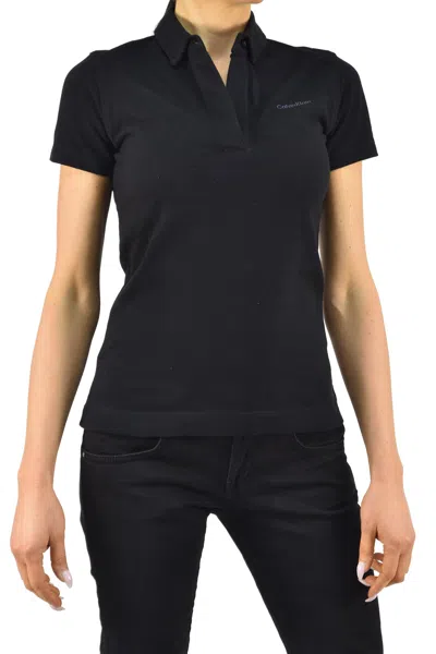 Calvin Klein Collection T-shirt Polo Black Women Cotton Button In Nero