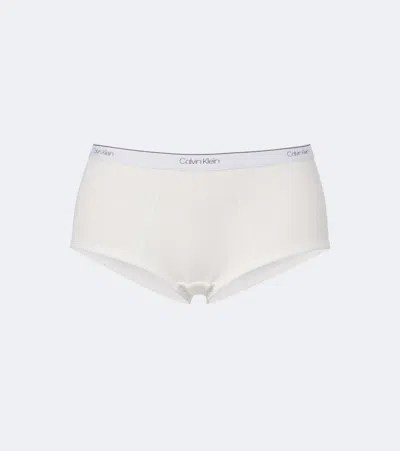 Calvin Klein Collection Thaïs Ribbed-knit Cotton-blend Briefs In White