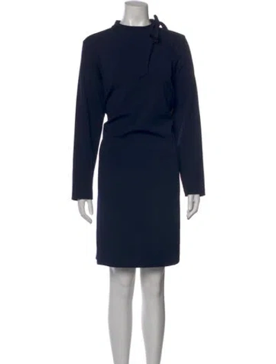 Pre-owned Calvin Klein Collection Tie Neck Mini Dress In Blue