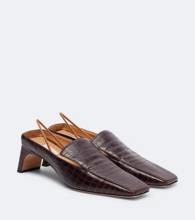 Calvin Klein Collection Tilda Croc-effect Leather Slingback Pumps In Brown