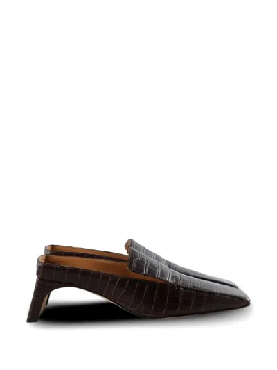Calvin Klein Collection Tilda Croc-effect Square-toe Mules In Brown