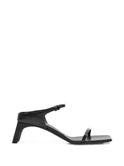 Calvin Klein Collection Tilda Square-toe Leather Sandals In Black