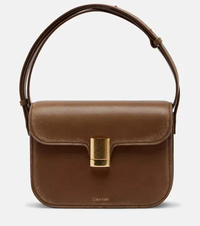 Calvin Klein Collection Tilla Small Leather Shoulder Bag In Brown