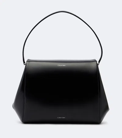 Calvin Klein Collection Tina Small Leather Shoulder Bag In Black