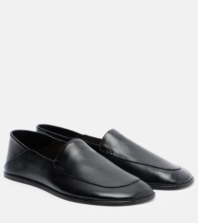 Calvin Klein Collection Vela Leather Loafers In Black