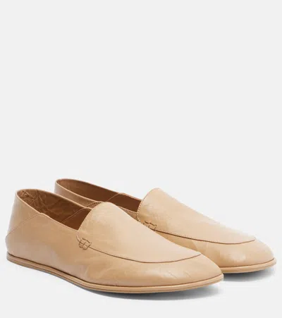Calvin Klein Collection Vela Leather Loafers In Sand