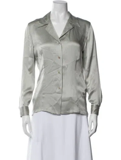 Pre-owned Calvin Klein Collection Vintage 1990's Button-up Top In Silver