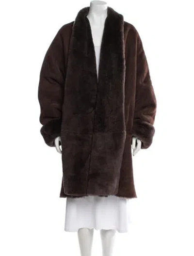 Pre-owned Calvin Klein Collection Vintage 1990's Fur Coat In Brown