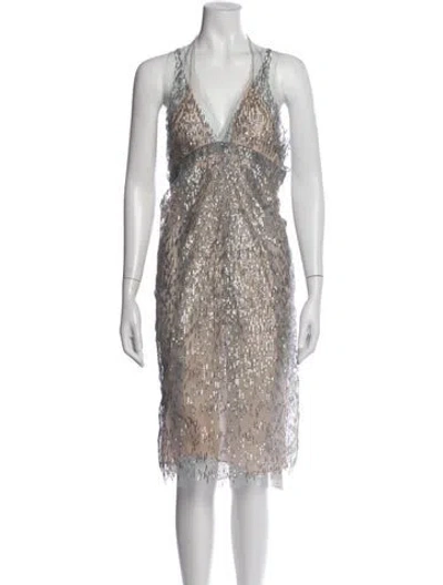 Pre-owned Calvin Klein Collection Vintage Knee-length Dress In Gray