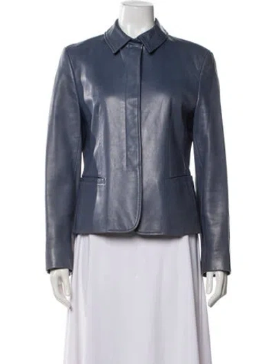 Pre-owned Calvin Klein Collection Vintage Late 1990's - Early 2000's Biker Jacket In Blue