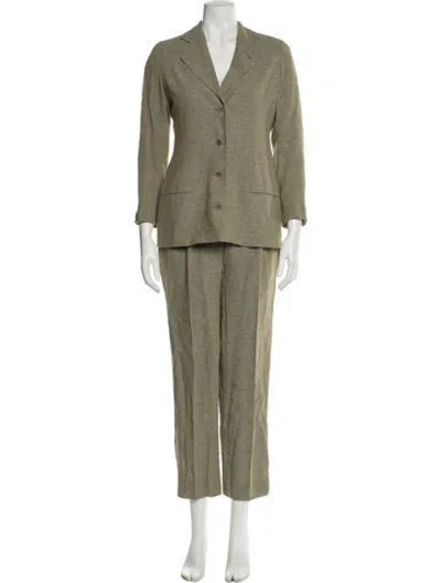 Pre-owned Calvin Klein Collection Vintage Linen Pant Set In Green